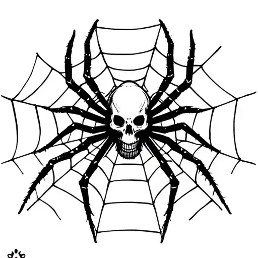 Black Spider with a skull body on web tattoo design idea