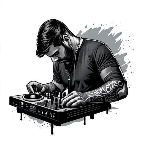 full arm DJ tattoo design idea