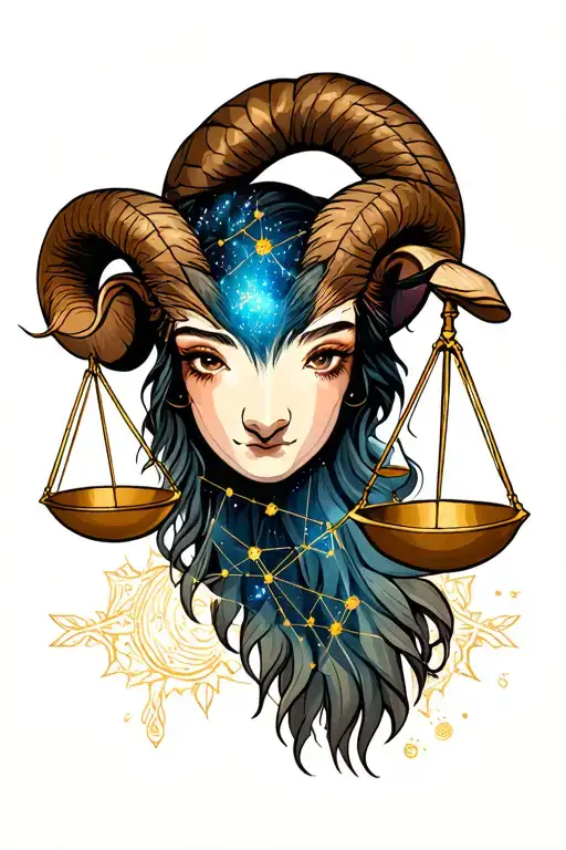 Aries and Libra constellation tattoo design idea