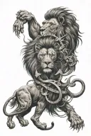 lion and addiction recovery symbol and breaking the cycle tattoo design idea