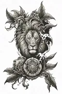 lion and addiction recovery symbol and breaking the cycle tattoo design idea