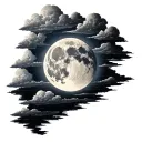 full moon and clouds floating tattoo design idea