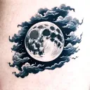 full moon and clouds floating tattoo design idea