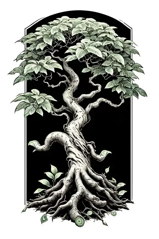 money tree growing tattoo design idea