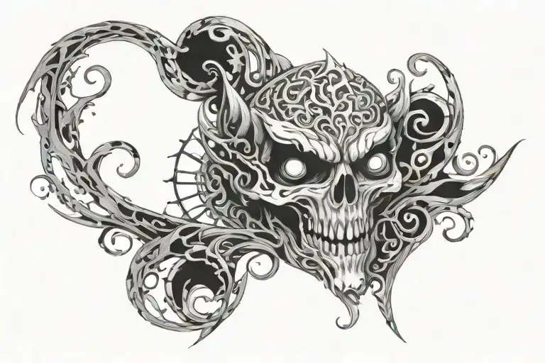 schizophrenia Mens scary tattoo design idea
