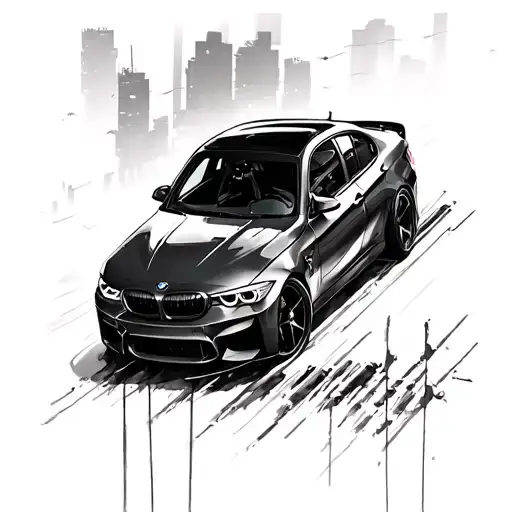 ghost driving bmw tattoo design idea