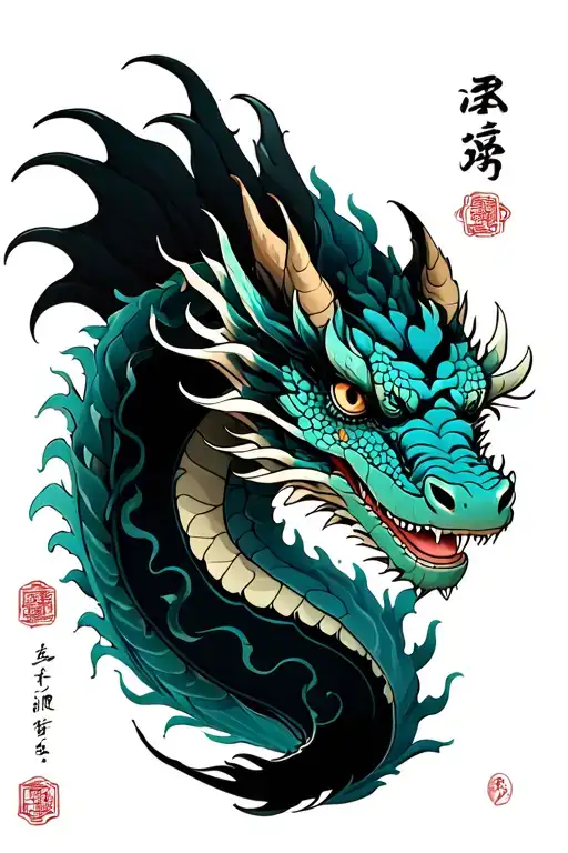 water dragon wrapped around shrine domain expansion tattoo design idea