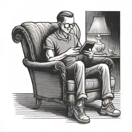 stickman on a sofa watching a movie tattoo design idea