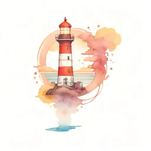 Lighthouse Sea at Sunset tattoo design idea