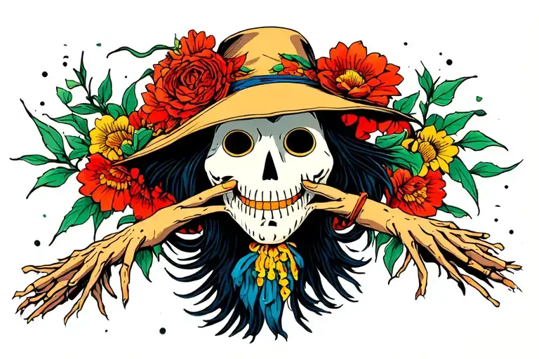 scarecrow doing drugs tattoo design idea
