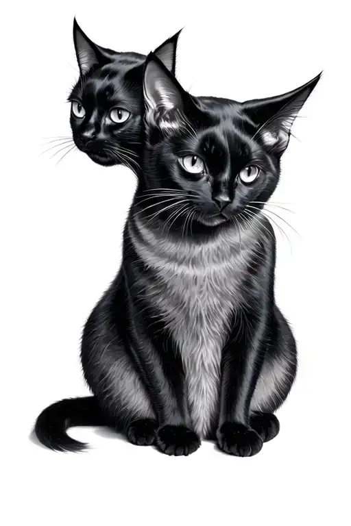 black cat with 2 heads tattoo design idea