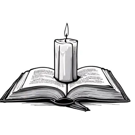 candle and bible book tattoo design idea
