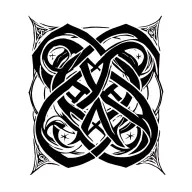 witch knot with astrological signs and a rune of powerful protection and one of power and power tattoo design idea