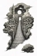 long road to stair way to heaven tattoo design idea