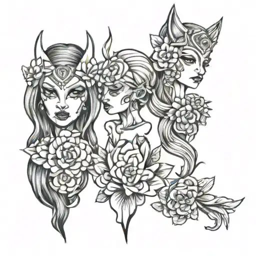 sibling trio tattoos tattoo design idea