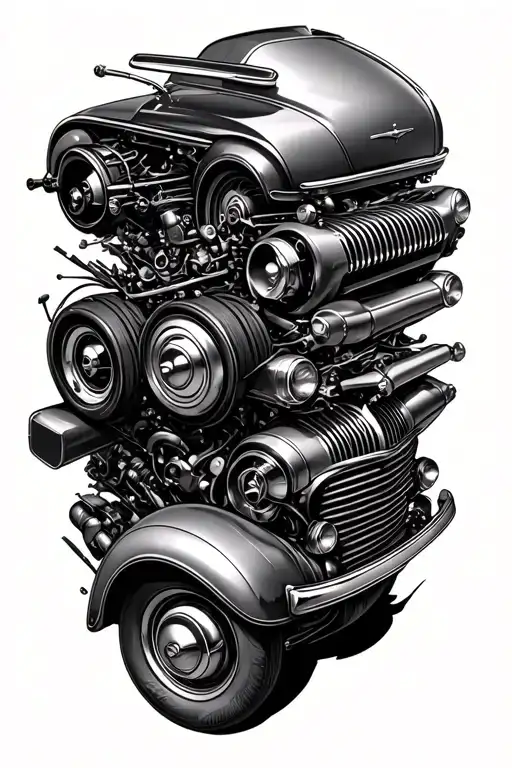 car parts tattoo design idea