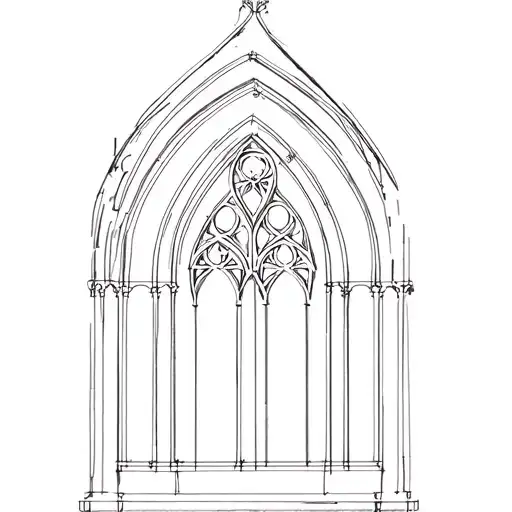 gothic cathedral window ruins tattoo design idea