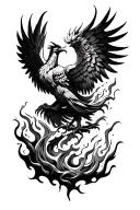 phoenix rising from fire flames and ashes tattoo design idea