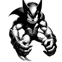Shadow from sonic the hedgehog fighting wolverine X-men claws extended tattoo design idea