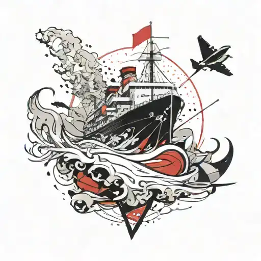 cruisse ship navigating tattoo design idea