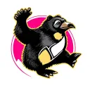 grateful dead dancing bear but make it a Pittsburgh penguin and colorful  tattoo design idea
