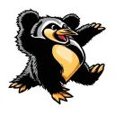 grateful dead dancing bear but make it a Pittsburgh penguin and colorful  tattoo design idea