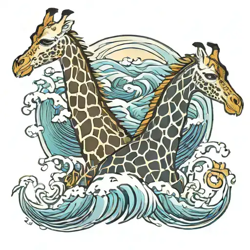 waves and giraffes  tattoo design idea