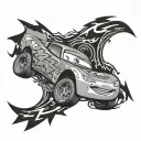 lightning mcqueen saying ka chow tattoo design idea