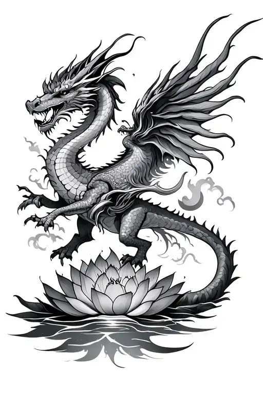 Dragon, Phoenix, walking samurai, lotus flower’s, tree of life, clouds, wind, fire, water, earth, sun, moon  tattoo design idea