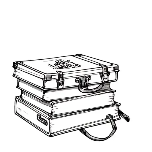 Vintage Suitcase and Stack of books tattoo design idea