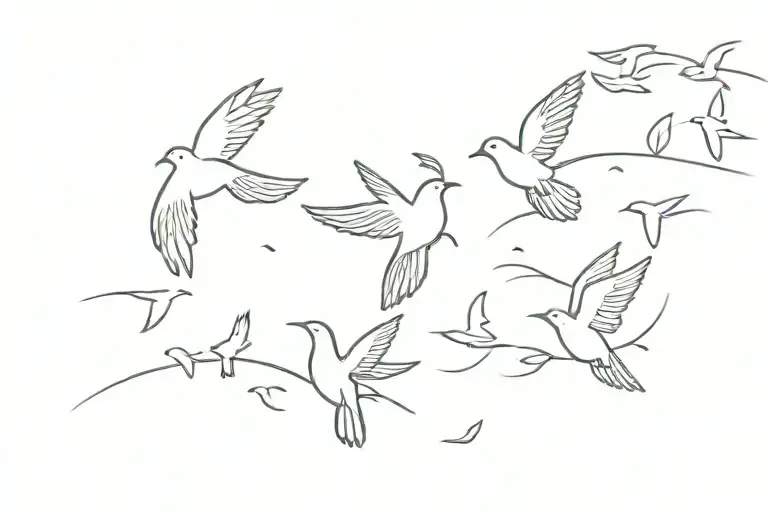 Small birds flying away tattoo design idea