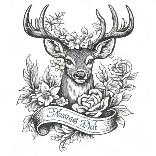 memorial for my mom and dad with deer antlers and hummingbird tattoo design idea