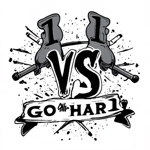 1vs1 with GO HARD written underneath tattoo design idea