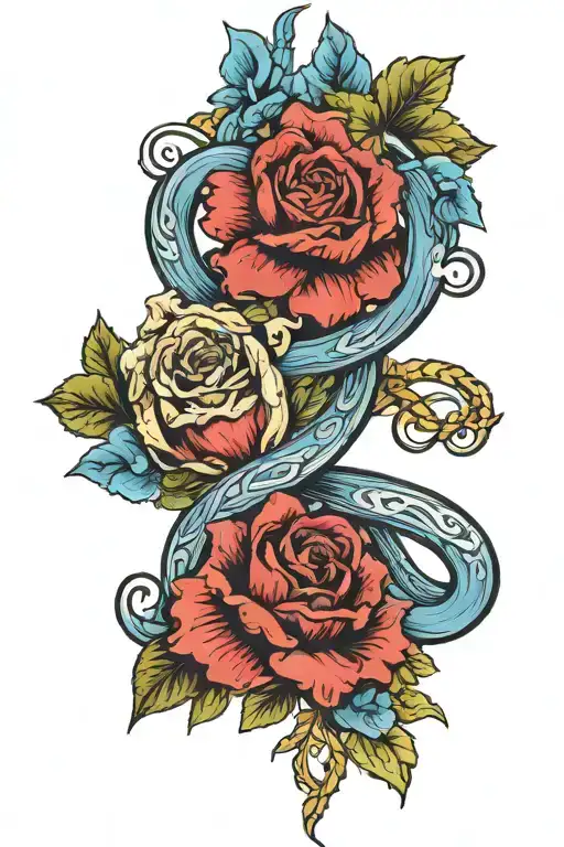 infinity symbol intertwined woth birth flowers march and november  tattoo design idea