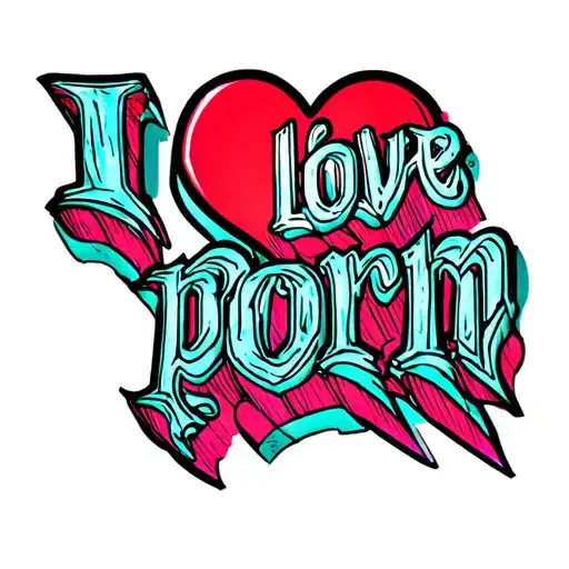 "I love porn" Text tattoo design idea