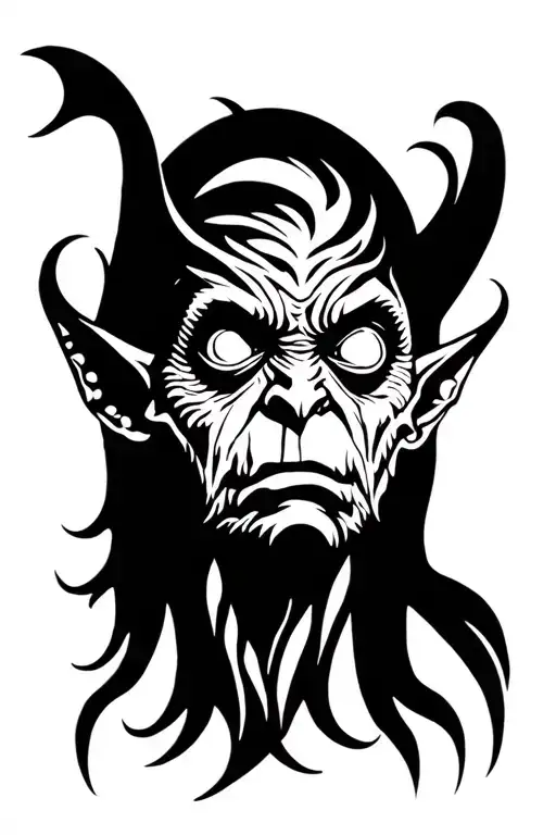 Mischief "A true goblin never truths when he might trick. To part the seeing from the being is the greatest goodness tattoo design idea