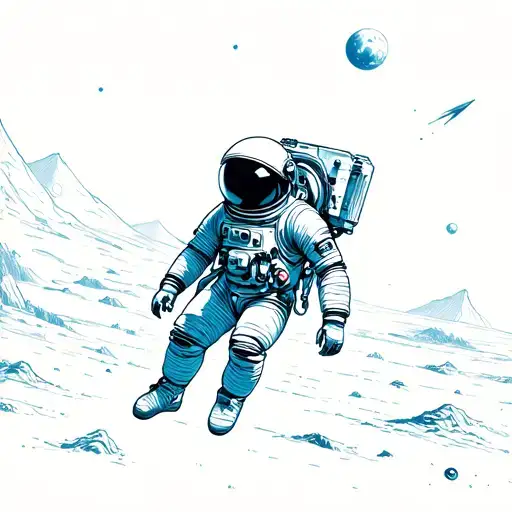 Coverup Space With Astronaut floating tattoo design idea
