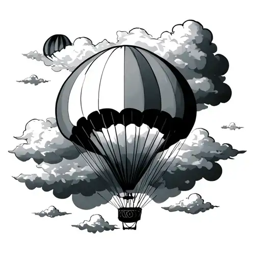 parachute beyond the clouds tattoo design idea