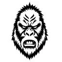 Sasquatch face looking angry tattoo design idea