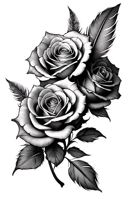 Liam Payne three roses and a feather tattoo design idea