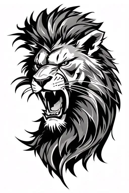 angry lion head and spartan warrior tattoo design idea