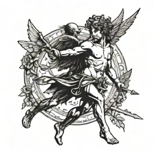 evil cupid in ancient rome tattoo design idea