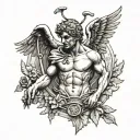 evil cupid in ancient rome tattoo design idea