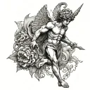evil cupid in ancient rome tattoo design idea