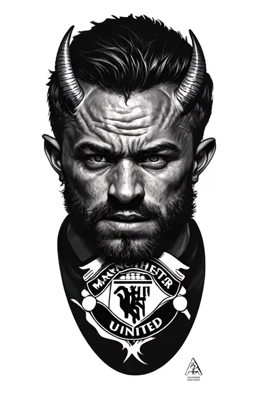 realism Manchester United devil tattoo design idea