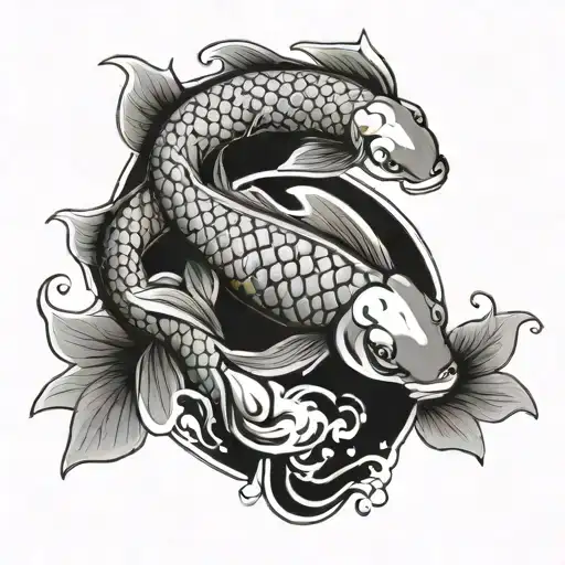 Japanese style tattoo. Symbolic representation. Koi fish representing Yin and Yang. tattoo design idea