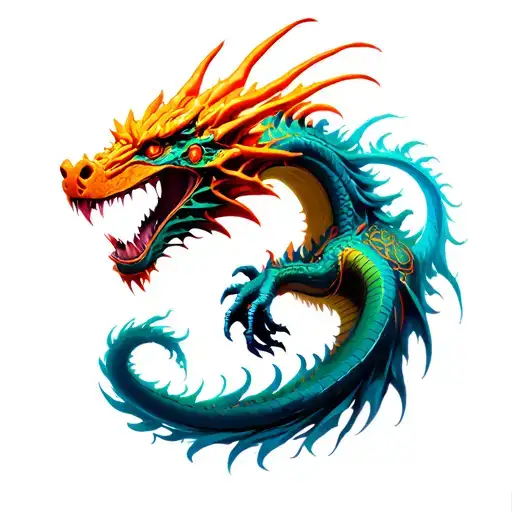 cyberpunk dragon tattoo design idea