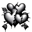 3 hearts broken fixed full tattoo design idea