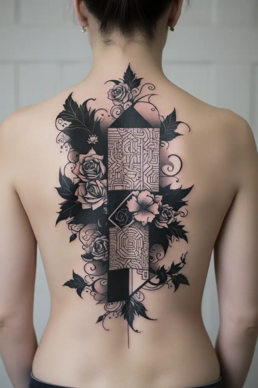 Blackout top of arm tattoo design idea