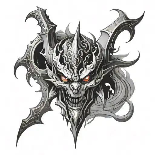 presence of the dark lord with arcana shadow fiend dota 2 tattoo design idea